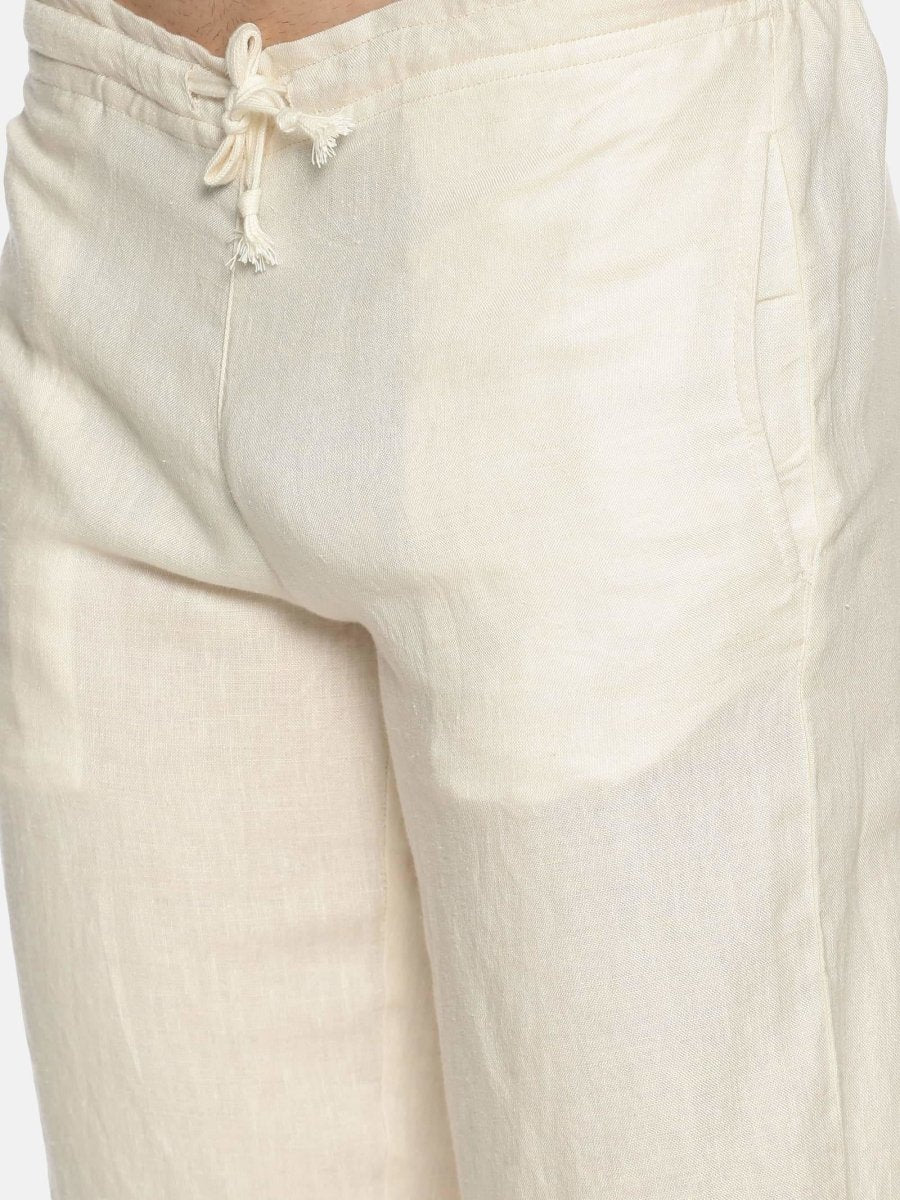Buy WES Formals Solid Off White Slim Tapered Fit Trousers from Westside